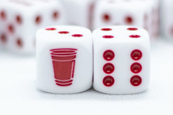 Opaque White w/Red 16mm d6 Dice Featuring a Red Cup on the '1' side (sold per die) (Online Only)