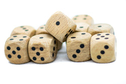 10-Pack Wooden 16mm d6 Dice w/ Black Dots Rounded Corners - Wood Dice (Online Only)