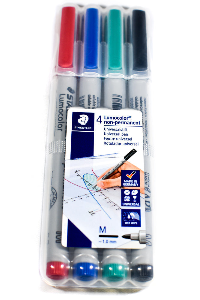 Staedtler Lumocolor non-permanent Marker (wet-wipe away) 4-Pack (Online Only)