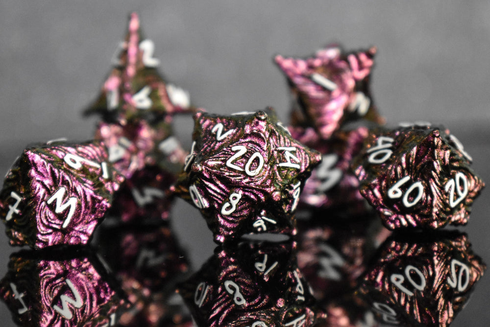 Vortex Warp Metal Dice Set - Pearlescent Magenta (ONLINE ORDER ONLY)