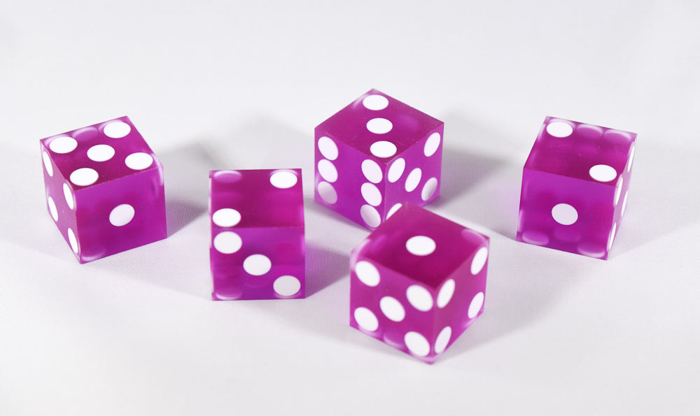Purple Casino Dice d6 19mm Razor Edge No Serial Numbers or Names Clean (Online Only)
