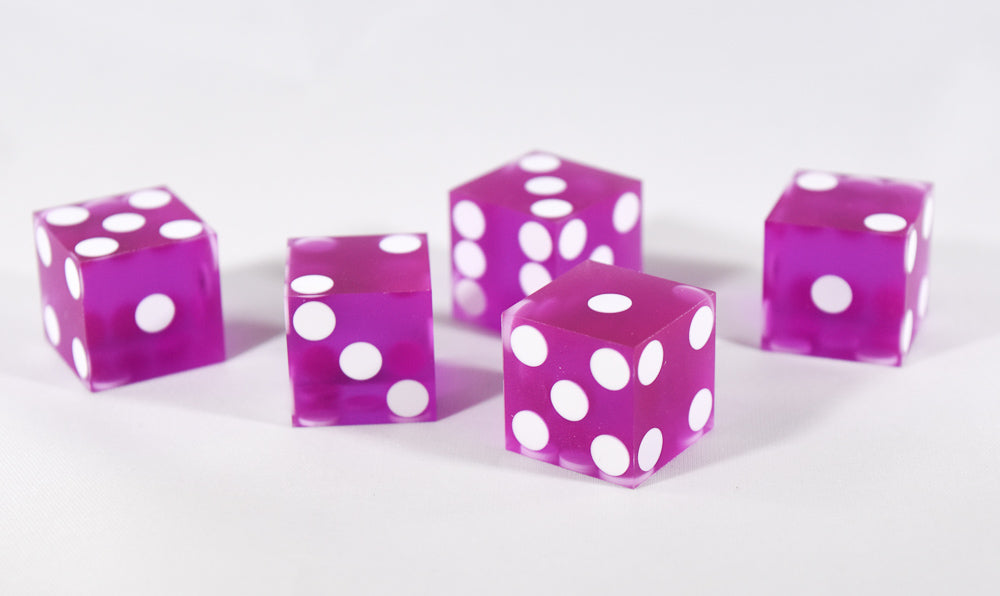 Purple Casino Dice d6 19mm Razor Edge No Serial Numbers or Names Clean (Online Only)