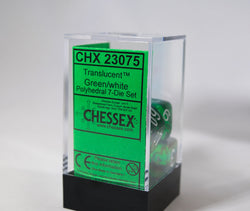 Translucent 7-Die Chessex Sets Made in Germany -Red, Blue, Green, Teal, Purple- (Online Only)