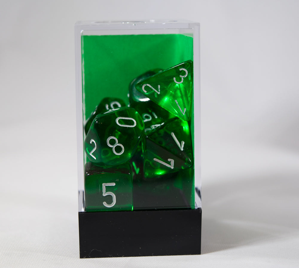 Translucent 7-Die Chessex Sets Made in Germany -Red, Blue, Green, Teal, Purple- (Online Only)