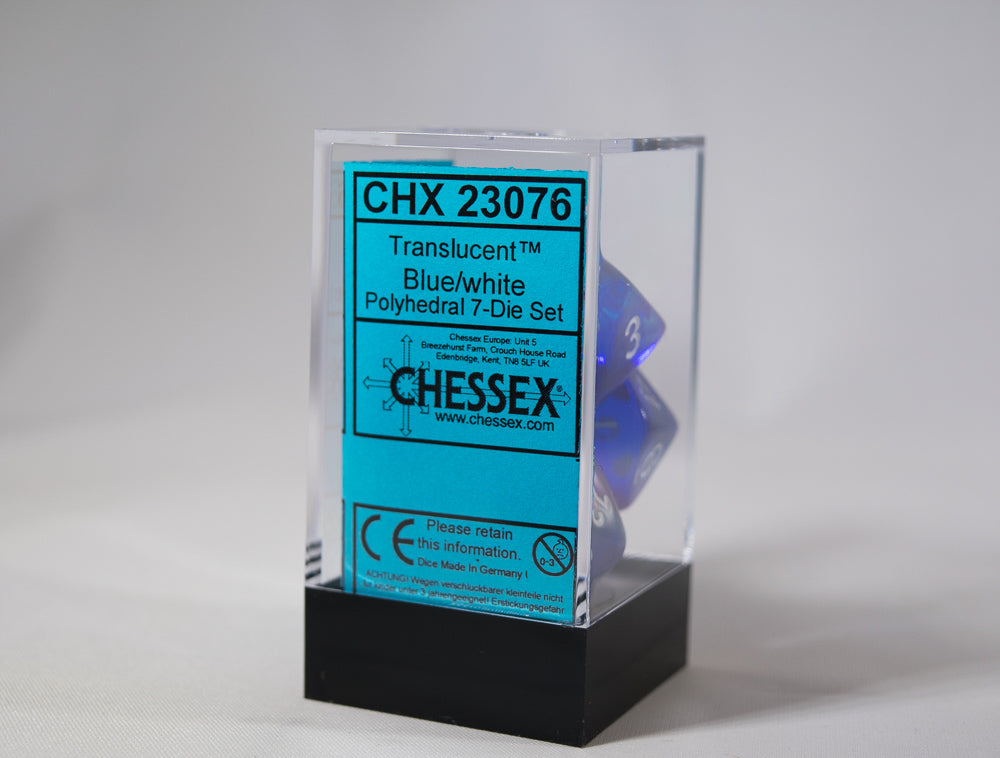 Translucent 7-Die Chessex Sets Made in Germany -Red, Blue, Green, Teal, Purple- (Online Only)