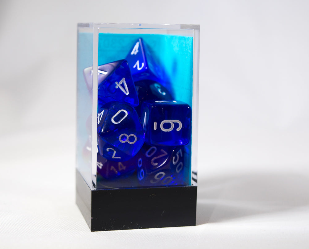 Translucent 7-Die Chessex Sets Made in Germany -Red, Blue, Green, Teal, Purple- (Online Only)