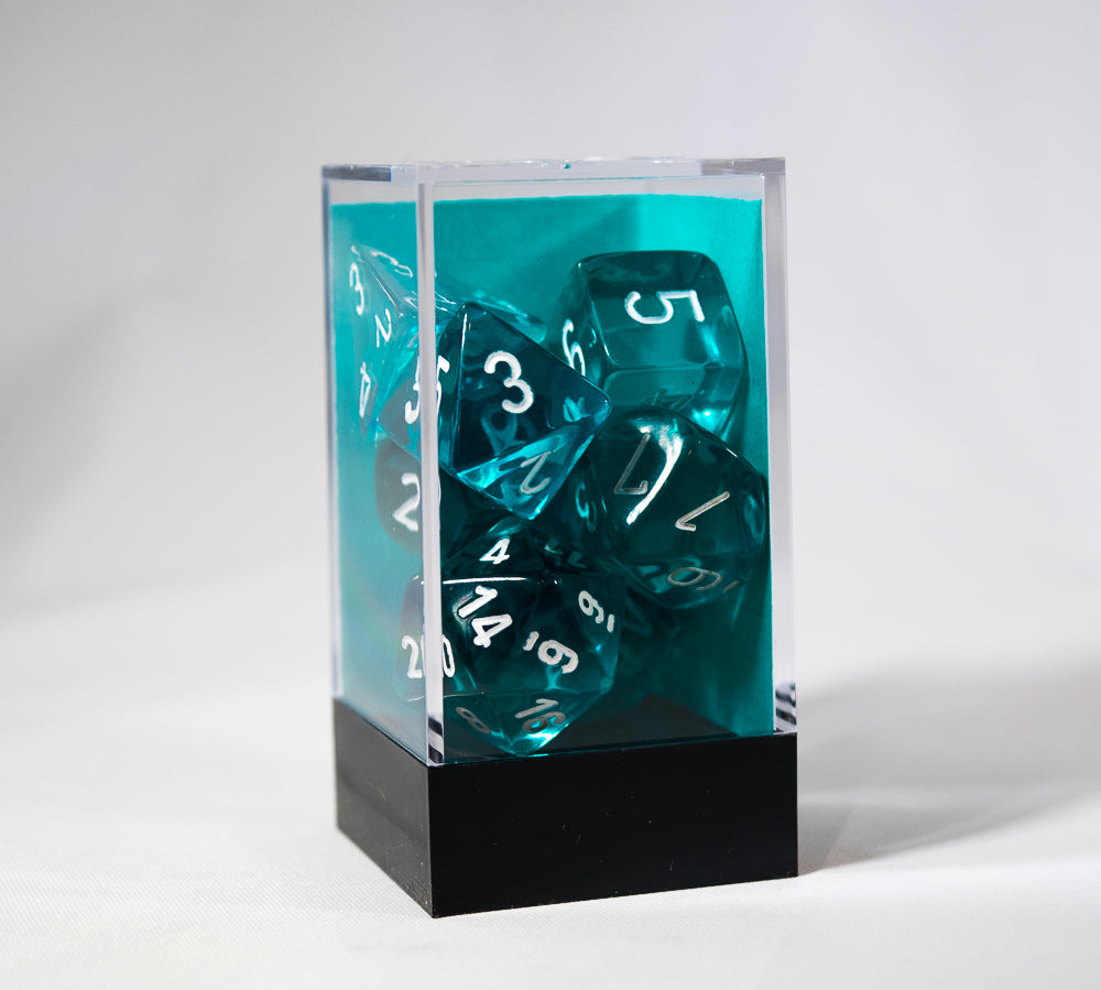 Translucent 7-Die Chessex Sets Made in Germany -Red, Blue, Green, Teal, Purple- (Online Only)