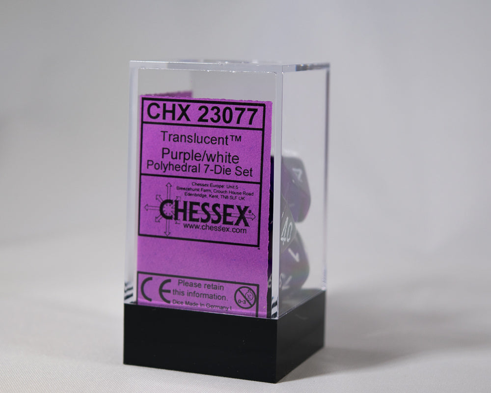 Translucent 7-Die Chessex Sets Made in Germany -Red, Blue, Green, Teal, Purple- (Online Only)