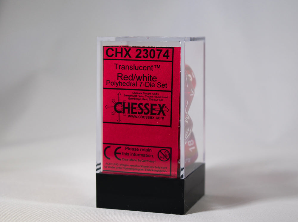 Translucent 7-Die Chessex Sets Made in Germany -Red, Blue, Green, Teal, Purple- (Online Only)