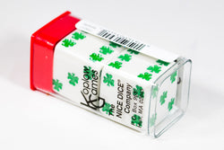 Lucky White Dice with Green Clovers Pair 25mm (Online Only)