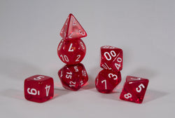 Translucent 7-Die Chessex Sets Made in Germany -Red, Blue, Green, Teal, Purple- (Online Only)