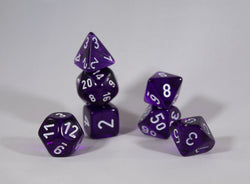 Translucent 7-Die Chessex Sets Made in Germany -Red, Blue, Green, Teal, Purple- (Online Only)