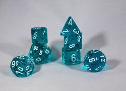 Translucent 7-Die Chessex Sets Made in Germany -Red, Blue, Green, Teal, Purple- (Online Only)