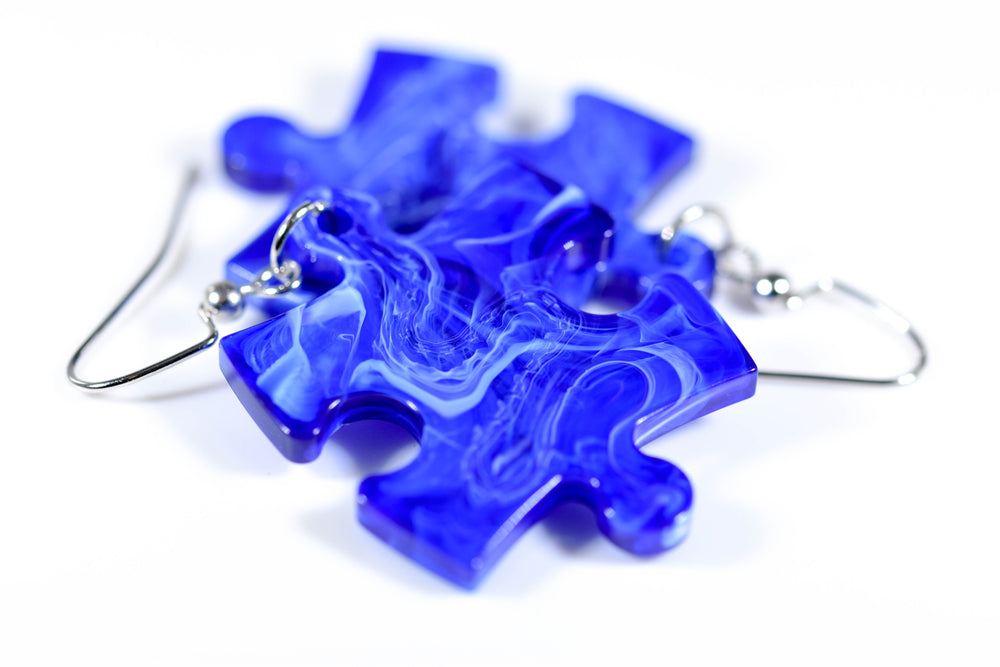 Earrings Vortex Puzzle Piece Pair (Blue) [13] (Online Only)