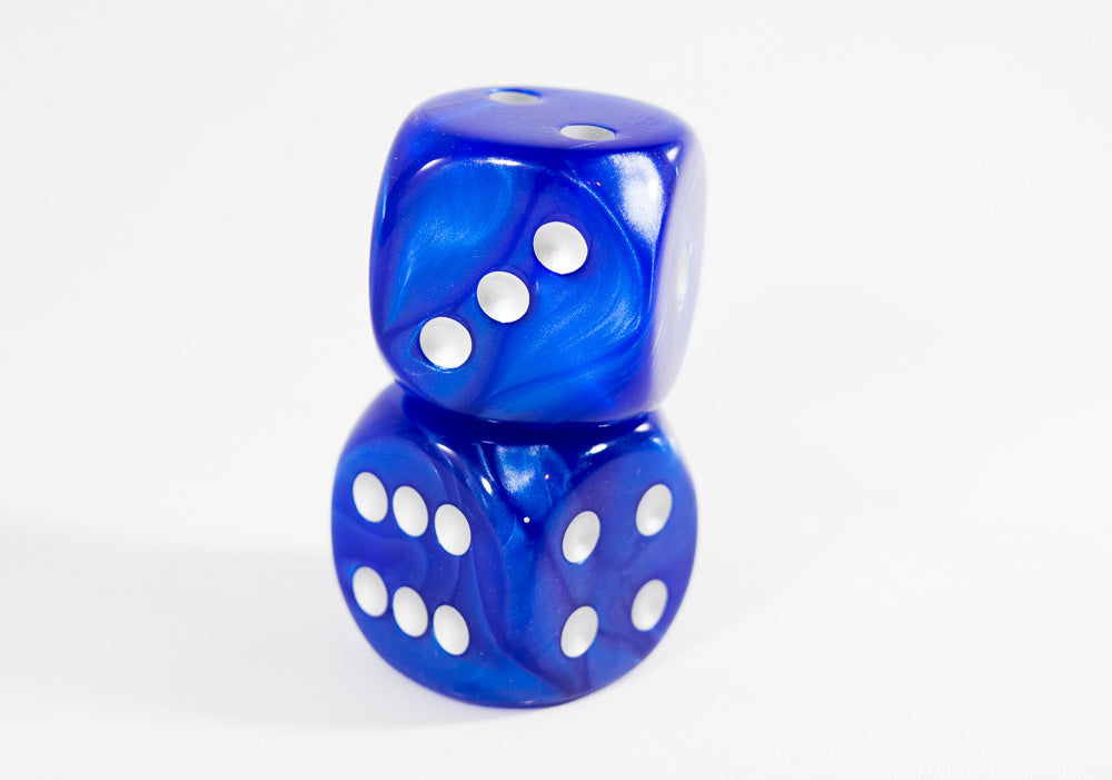 (1) OOP Rare 30mm Velvet Dark Blue Dice New RPG DnD with Silver Pips by Chessex Out of Print (Online Only)