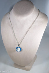 Cloudy Sky w/Bird & Blue Resin Sphere Necklace Pendant White Clouds (Online Only)