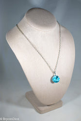 Cloudy Sky Blue Resin Sphere Necklace Pendant White Clouds (Online Only)