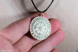 Silver Viking Icelandic Vegvisir Helmet In Runic Circle Pendant Compass Amulet Necklace (Online Only)