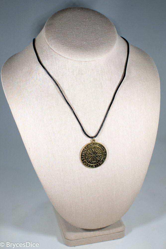 Gold Viking Icelandic Vegvisir Helmet In Runic Circle Pendant Compass Amulet Necklace (Online Only)