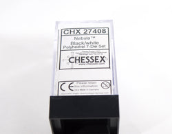 Chessex Polyhedral 7 Die Nebula Black w/ White Numbers Set Of 7 Dice CHX 27408
