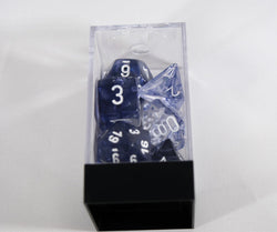 Chessex Polyhedral 7 Die Nebula Black w/ White Numbers Set Of 7 Dice CHX 27408