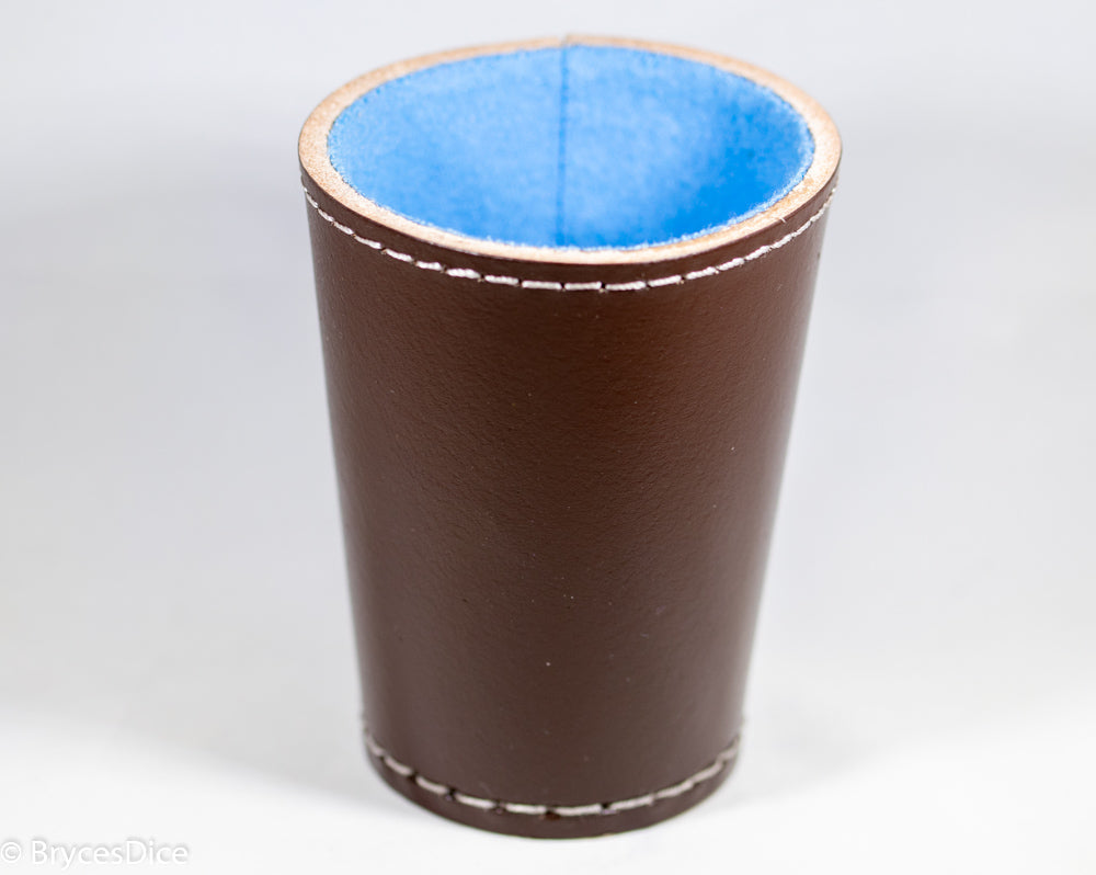 Handmade Leather Dice Cup (Brown w/Blue Lining) (Online Only)