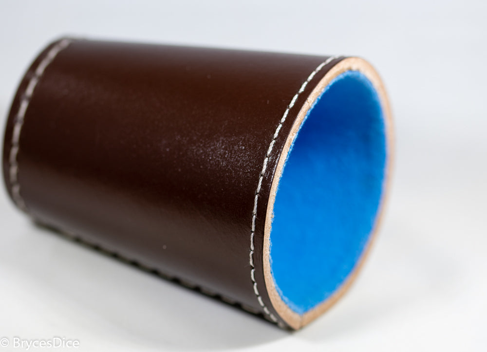 Handmade Leather Dice Cup (Brown w/Blue Lining) (Online Only)