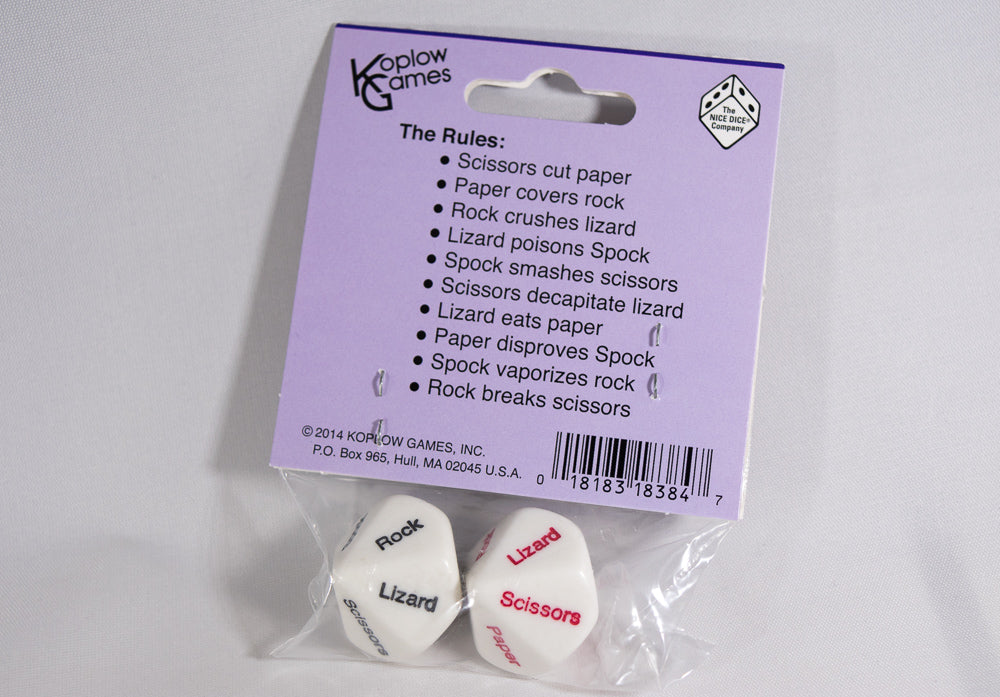Rock Paper Scissors Lizard Spock Dice by Koplow Games White w/ Red and Black Novelty (Online Only)