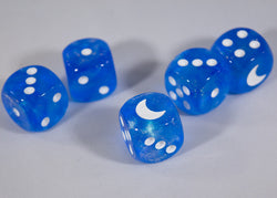 Custom Crescent Moon Sparkle Sky Blue Borealis Chessex Magic Rare by BrycesDice (Online Only)