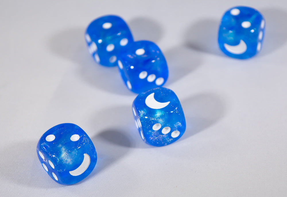 Custom Crescent Moon Sparkle Sky Blue Borealis Chessex Magic Rare by BrycesDice (Online Only)