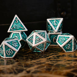 Ballad of the Bard Green and Silver Metal Dice Set (ONLINE ORDER ONLY)