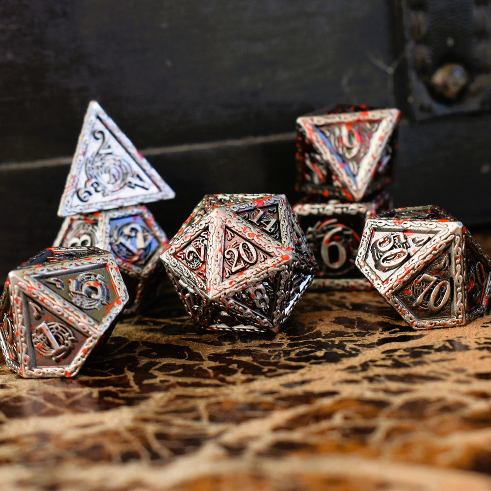 Ballad of the Bard Bloodstained Silver Metal Dice Set (ONLINE ORDER ONLY)