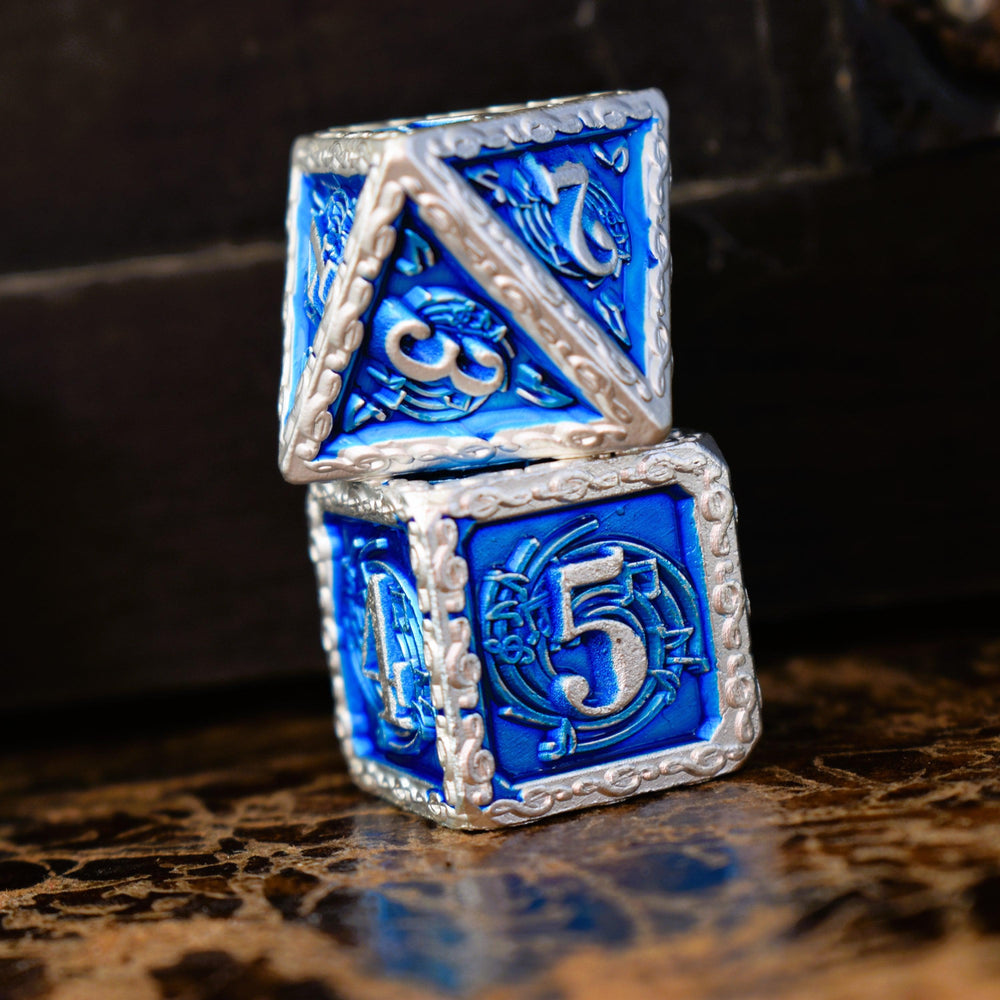 Ballad of the Bard Blue and Silver Metal Dice Set (ONLINE ORDER ONLY)