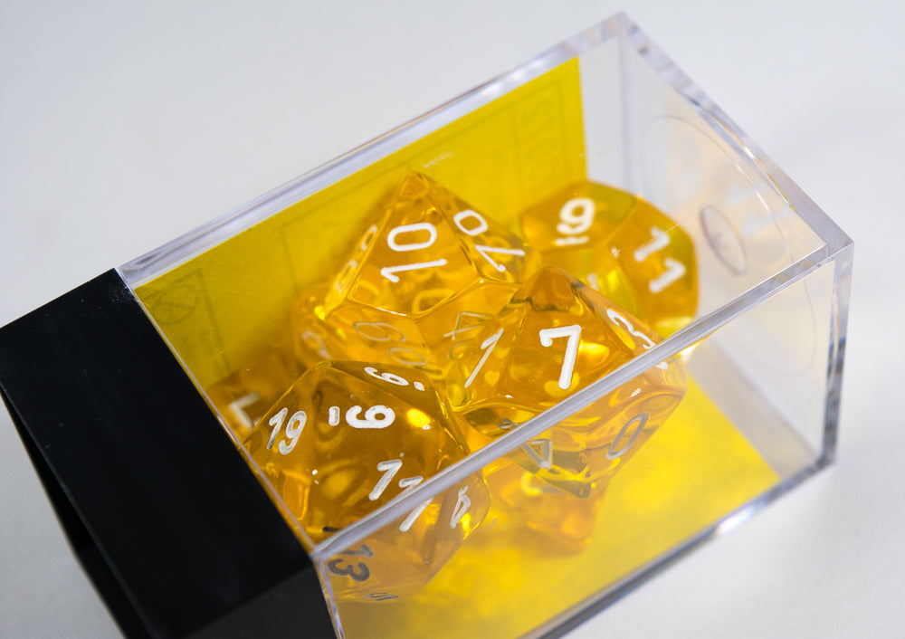 New Yellow Translucent 7-Die Chessex Sets Made in Germany CHX 23072 (Online Only)