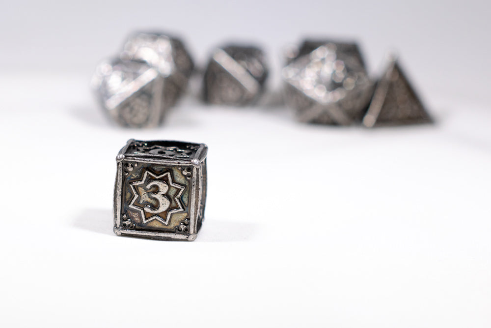 Orion's Silver 7-Dice Metal Set {North Star Dice Collection} (Online Only)