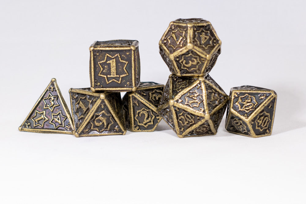 Ancient Gold 7-Dice Metal Set {North Star Dice Collection} (Online Only)