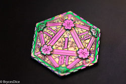Rainbow d2 Coin Shaped like d20 w/ Purple Tint (V1) (Online Only)