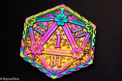 Rainbow d2 Coin Shaped like d20 w/ Purple/Yellow Tint (V2) (Online Only)