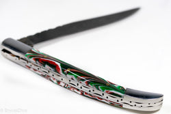(Green /White/ Red) 9" Damascus Pocket Knife (Online Only)