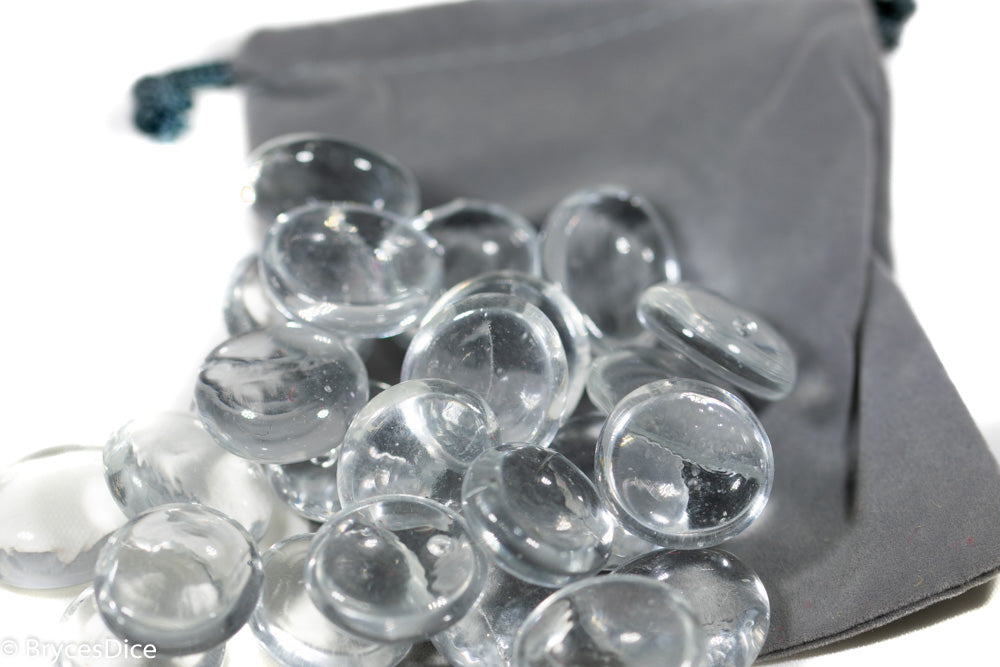 Clear Glass Stones Off-Sized Bagged (approx 25) Glass Gaming (Online Only)