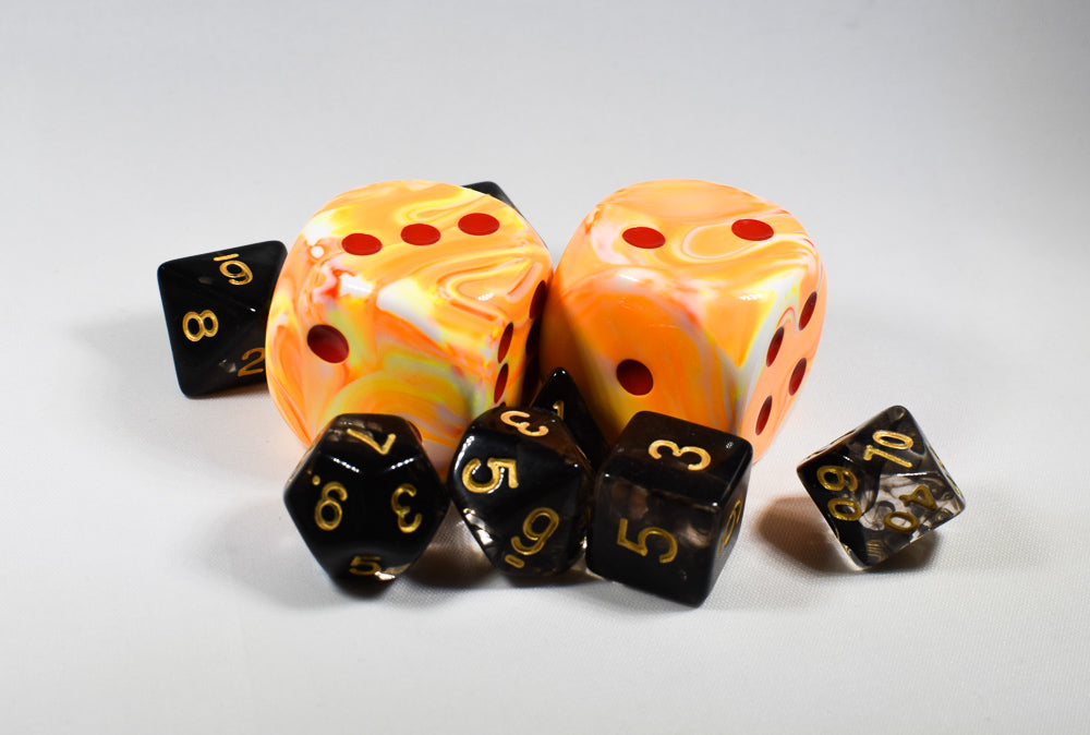 Festive® 30mm w/pips Sunburst™/red d6 Dice (sold per die) (Online Only)