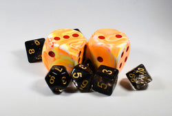Festive® 30mm w/pips Sunburst™/red d6 Dice (sold per die) (Online Only)