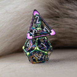 Legends of Valhalla - Iridescent and White Hollow Metal Dice Set (ONLINE ORDER ONLY)