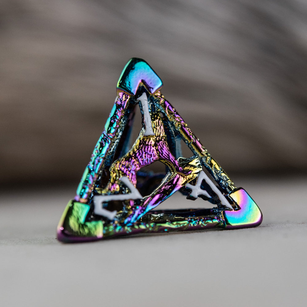 Legends of Valhalla - Iridescent and White Hollow Metal Dice Set (ONLINE ORDER ONLY)