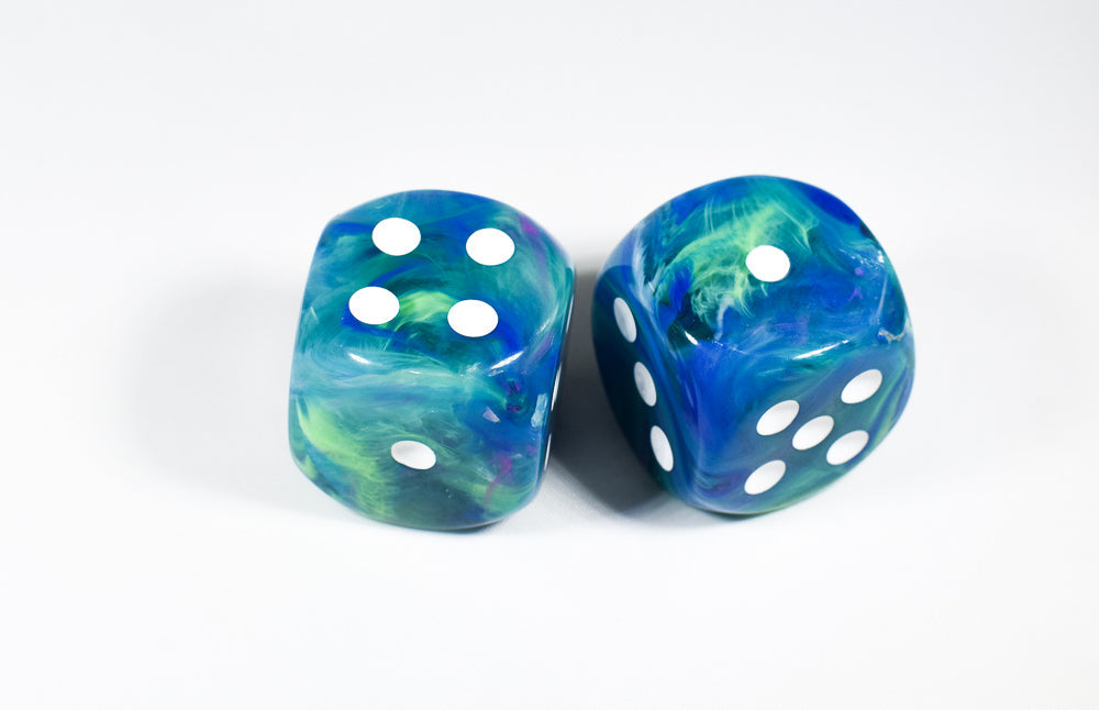 Festive 30mm Waterlily w/White Large Pipped Dice (sold per piece) (Online Only)