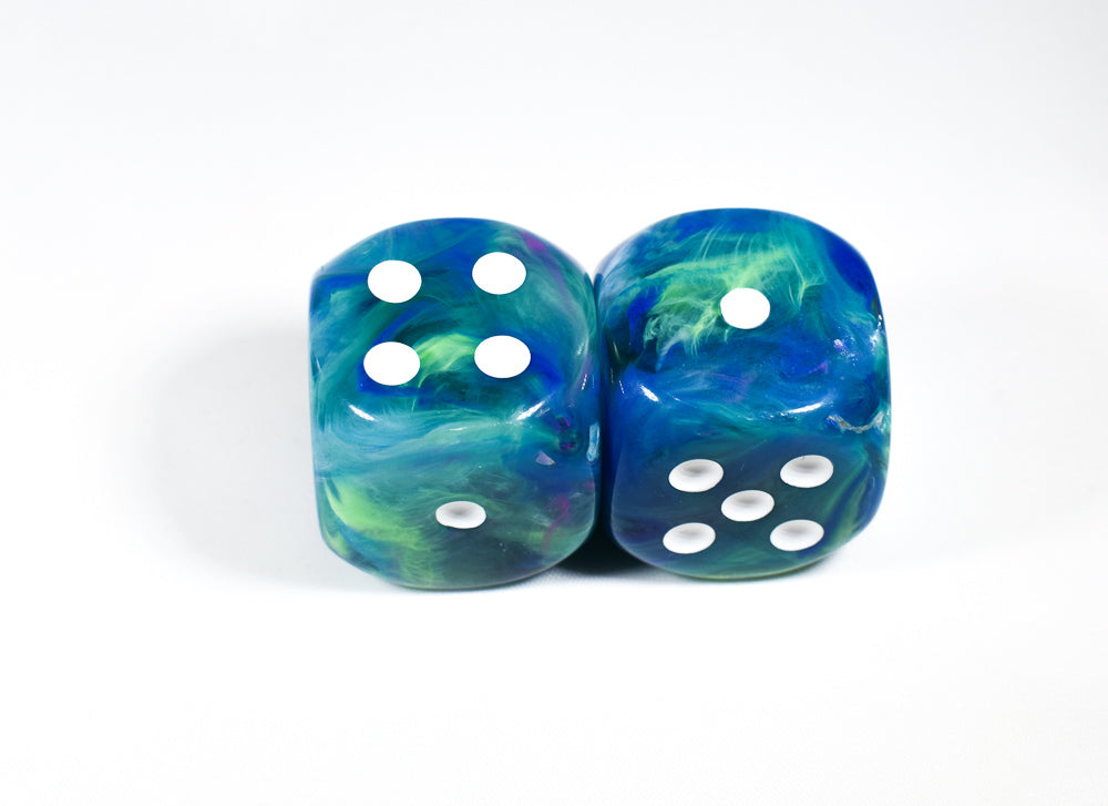 Festive 30mm Waterlily w/White Large Pipped Dice (sold per piece) (Online Only)