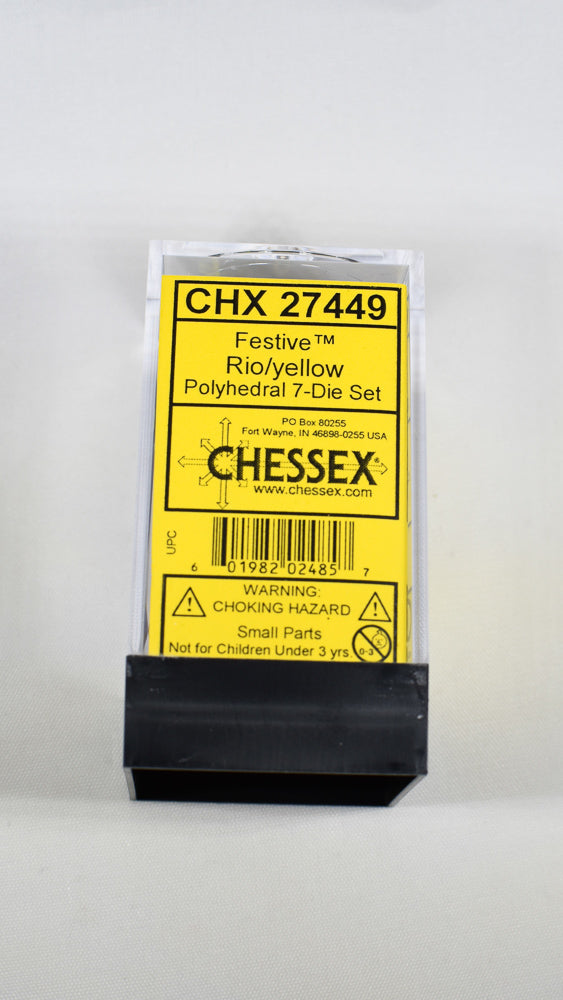 CHX 27449 Polyhedral 7-Die Festive Rio w/ Yellow Numbers (Online Only)