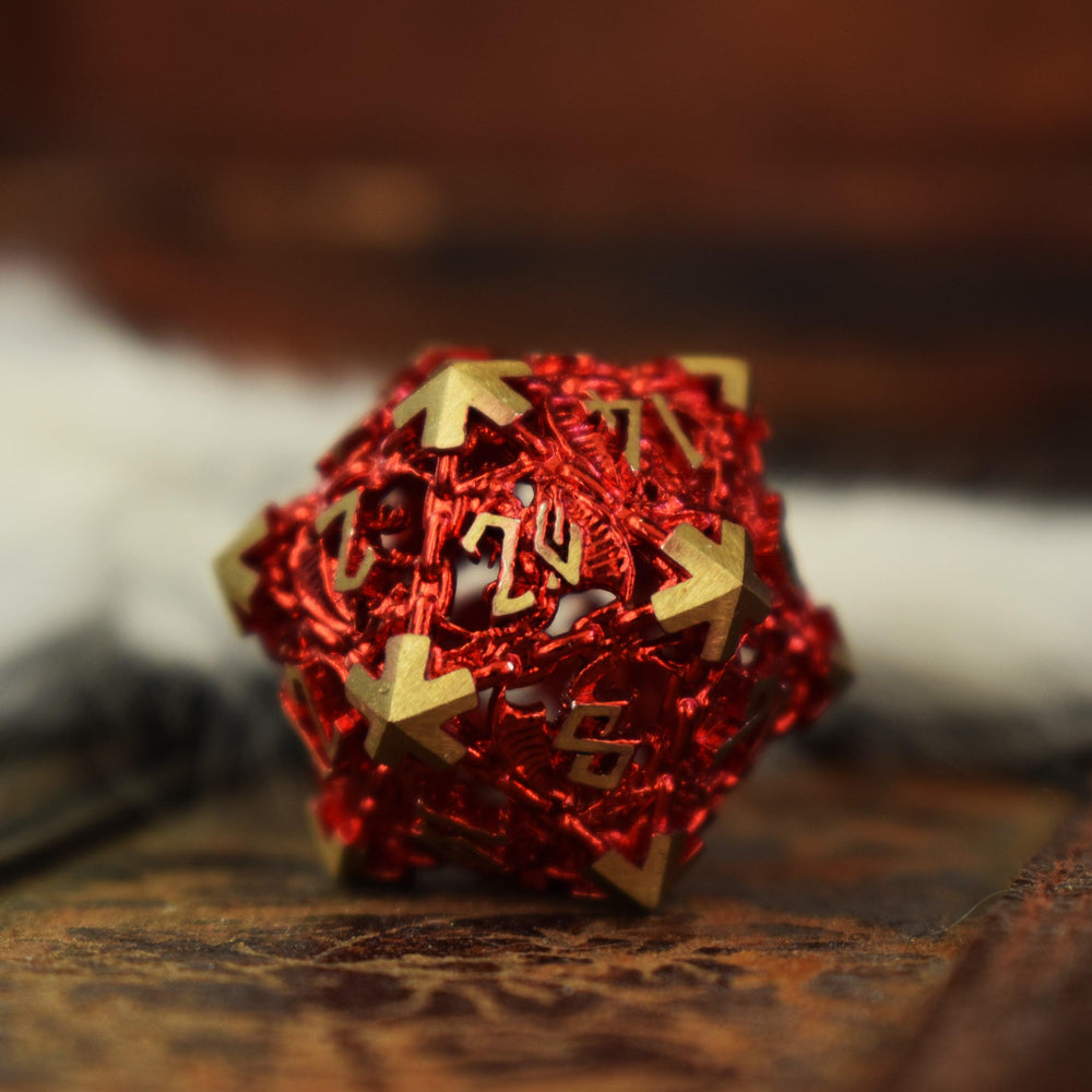 Dragon's Lair Hollow Metal Dice Set - Red (ONLINE ORDER ONLY)