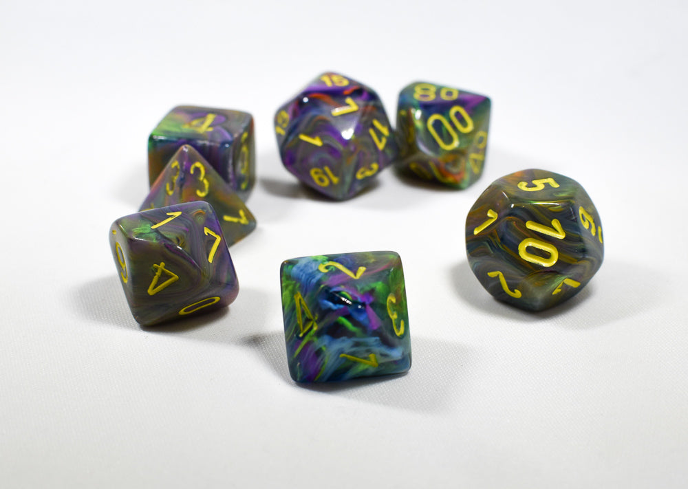 CHX 27449 Polyhedral 7-Die Festive Rio w/ Yellow Numbers (Online Only)