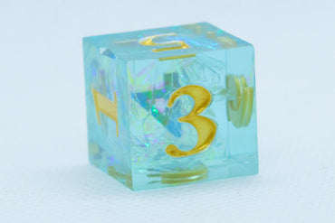 Seafoam Sharp Edge Resin d6/d20 -Dice (Seafoam w/Gold Numbers) [subtle imperfection] (Online Only)